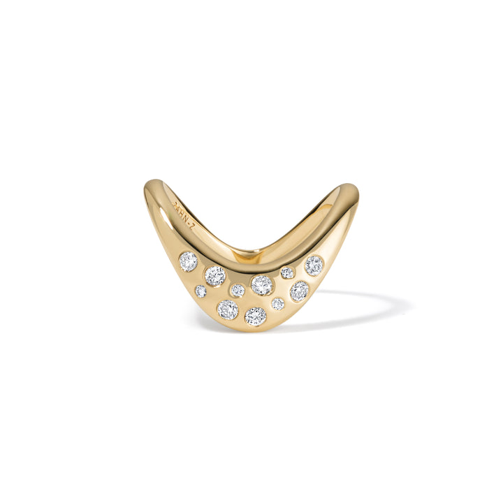 14K Yellow Gold Petite ZAHA Ring with Mixed Cut Diamond Confetti