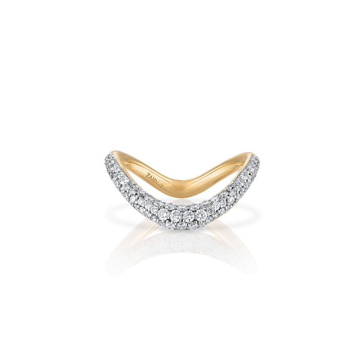 14K Yellow Gold Shadow Band with Pave Set Diamonds