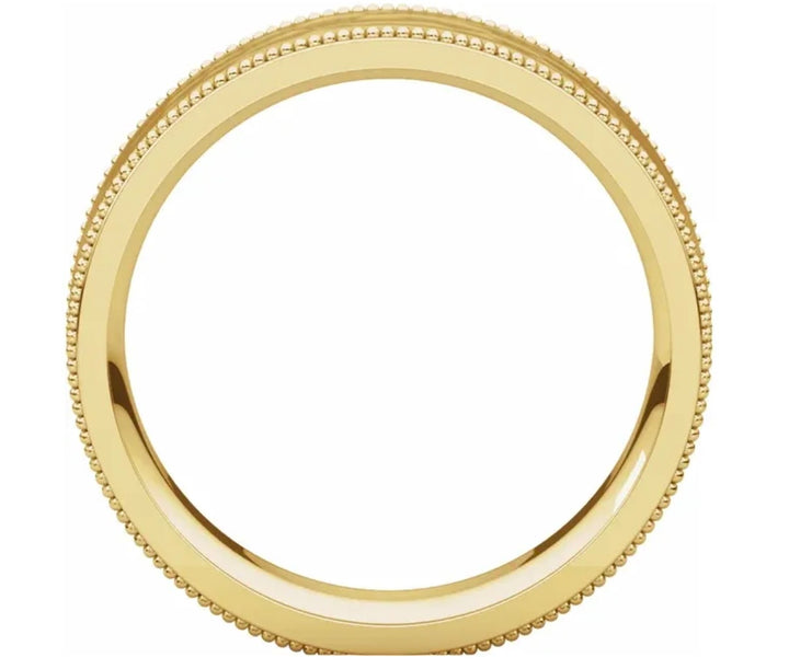 14K Yellow Gold Men's  Band with Satin Hammered Finish and Milgrain Edge.