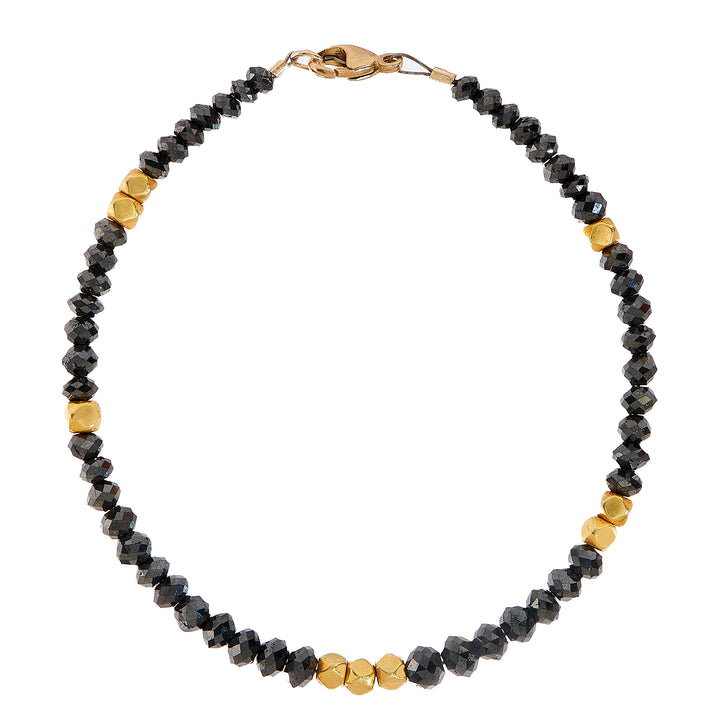 Noir Black Diamond Bead Large Bracelet with 18K Yellow Gold Organic Beads and 14K Yellow Gold Clasp
