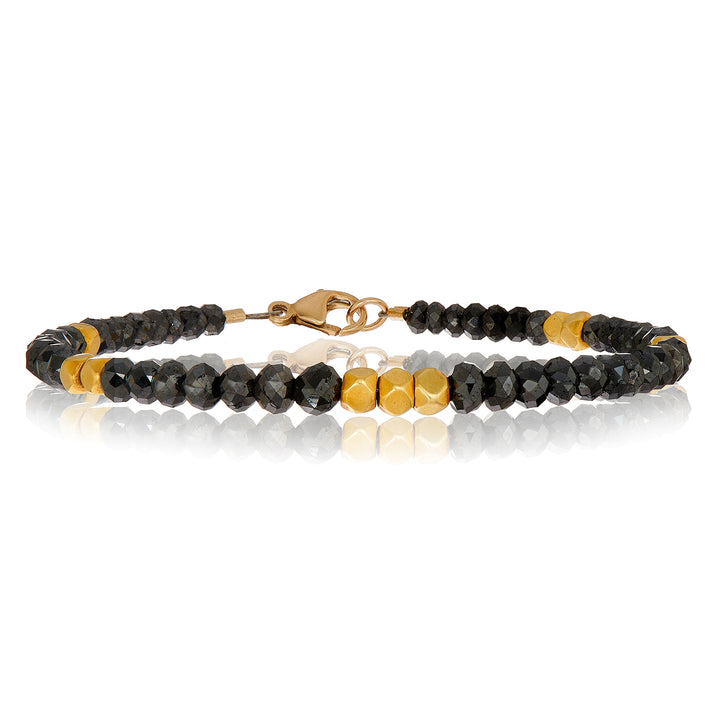 Noir Black Diamond Bead Large Bracelet with 18K Yellow Gold Organic Beads and 14K Yellow Gold Clasp