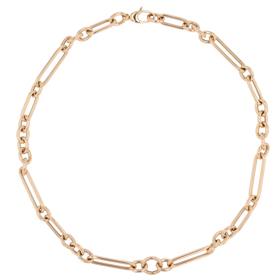 14K Yellow Gold Figaro Link Necklace