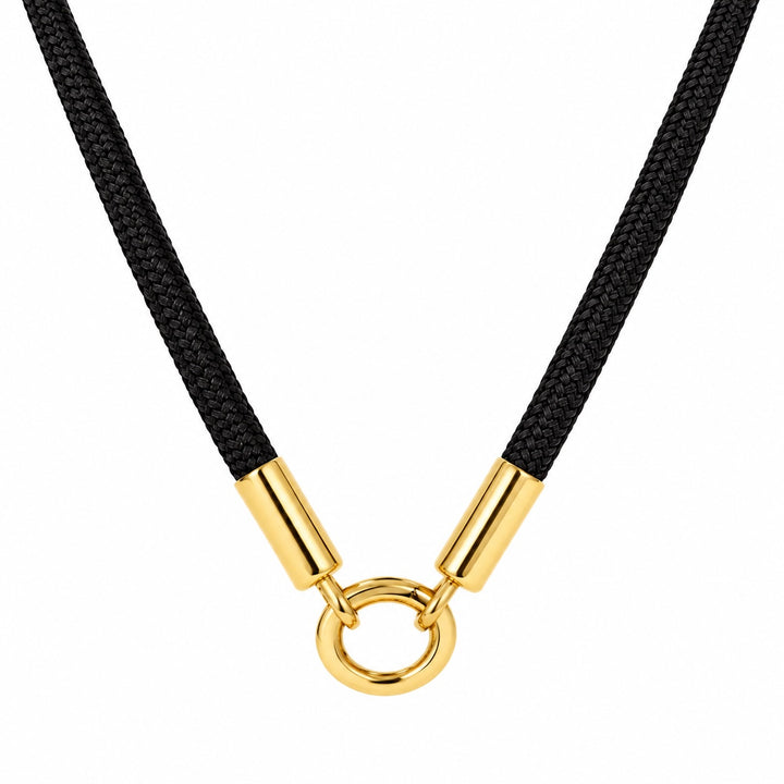 3mm Silk Cord 16" Necklace with 14K Yellow Gold Ends and Enhancer
