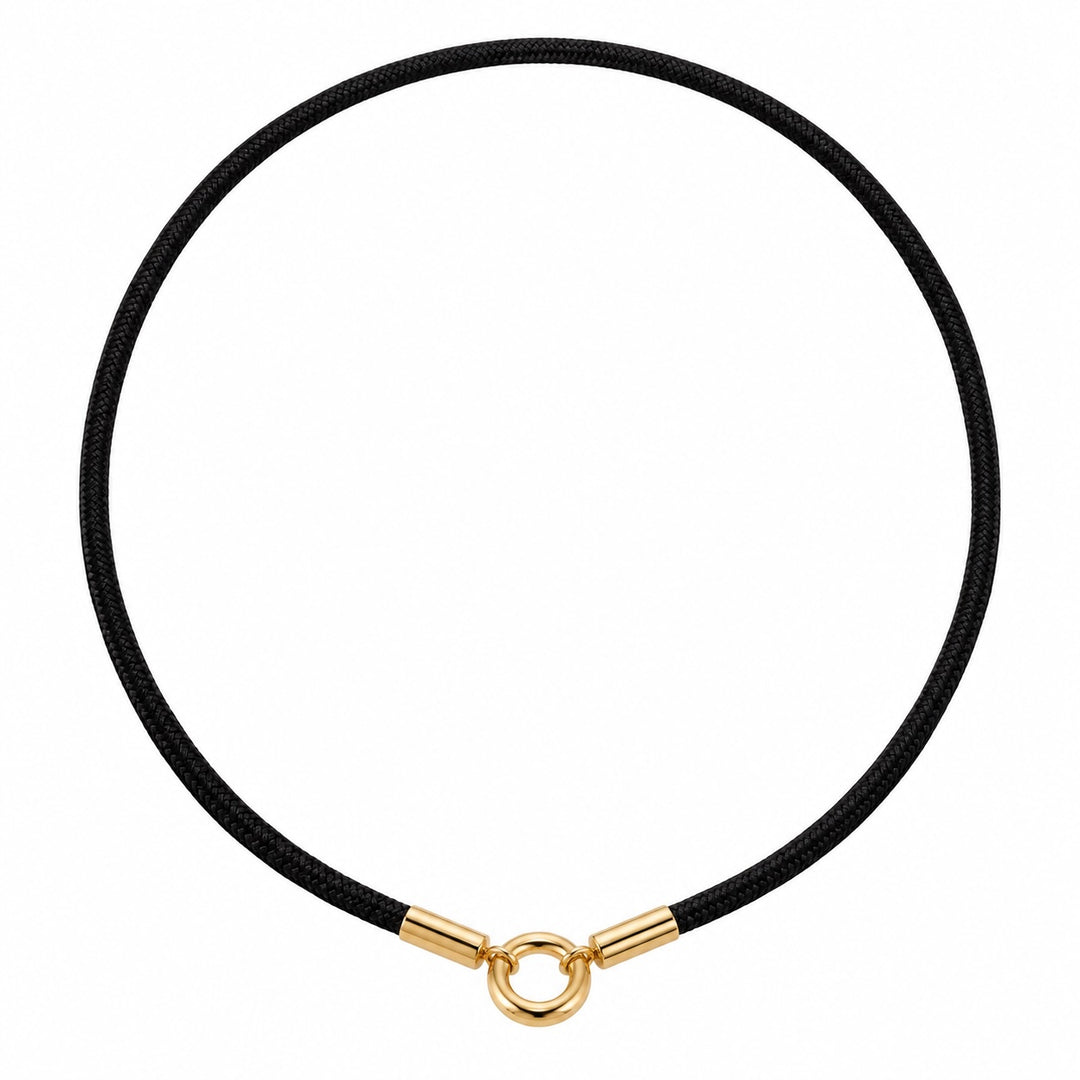 Silk Cord 24" Necklace with 14K Yellow Gold Ends & Enhancer