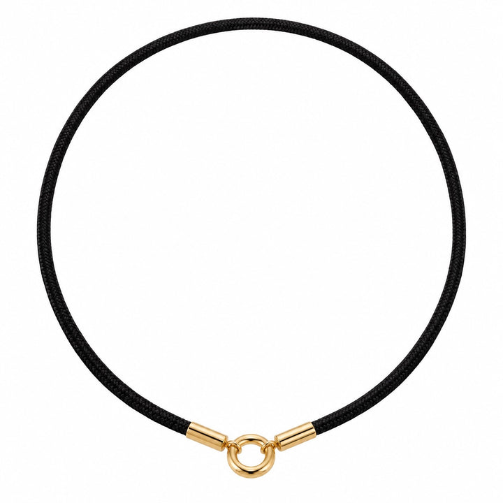 Silk Cord 24" Necklace with 14K Yellow Gold Ends & Enhancer
