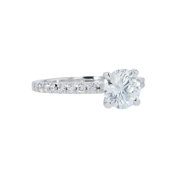 14K White Gold  Engagement Ring with Lab Grown Round Brilliant Diamond Side View