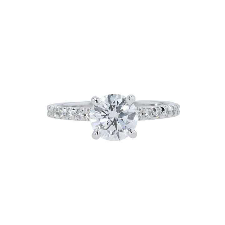 14K White Gold  Engagement Ring with Lab Grown Round Brilliant Diamond Stone