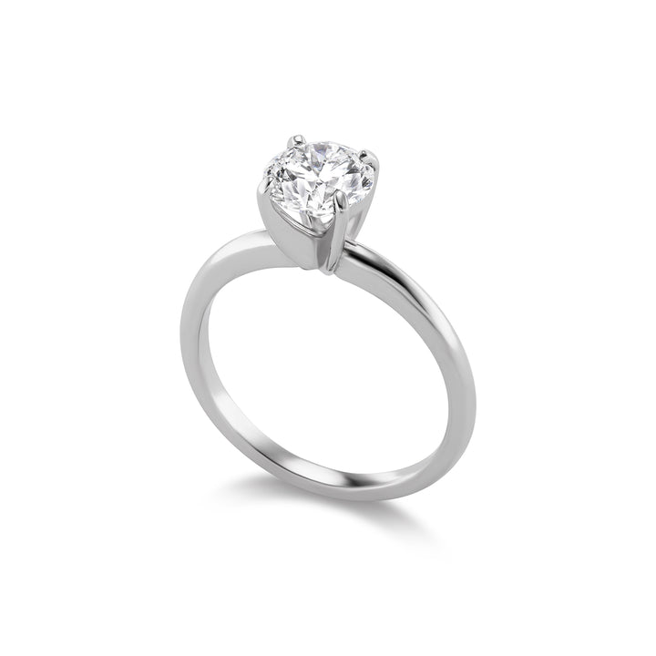 14K White Gold Solitaire Engagement Ring with Lab Grown Round Brilliant Cut Diamond
