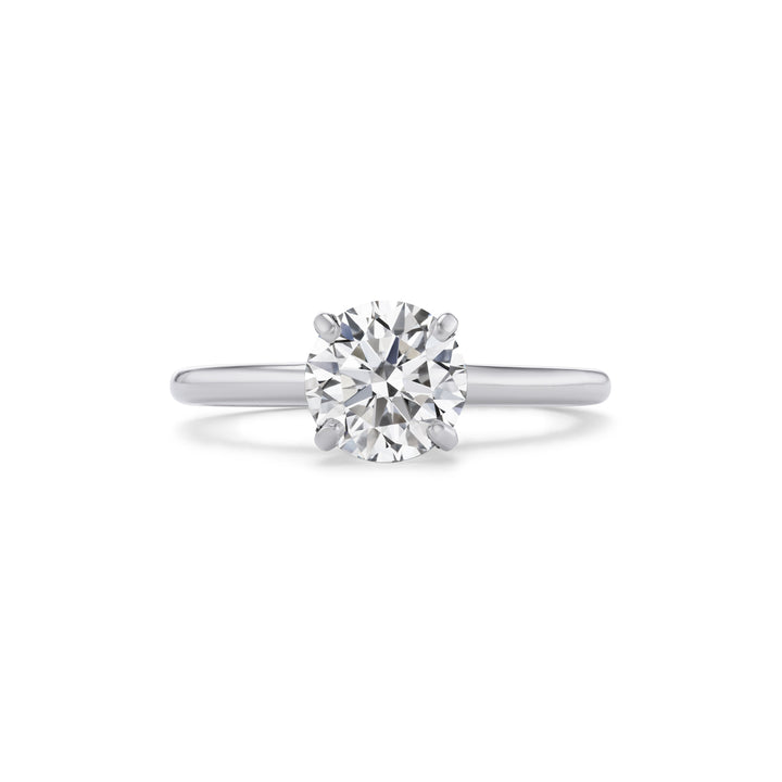 14K White Gold Solitaire Engagement Ring with Lab Grown Round Brilliant Cut Diamond Stone
