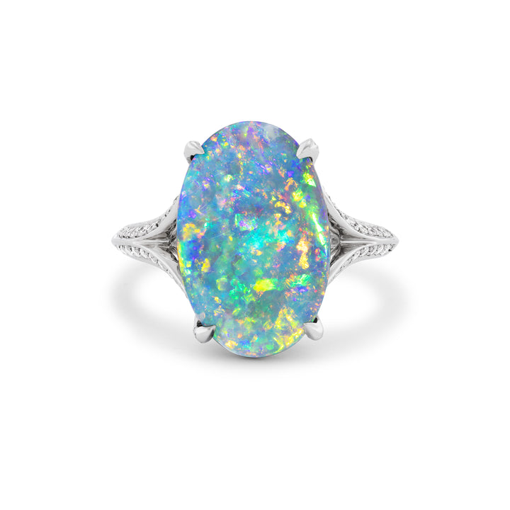 Platinum Black Opal and Diamond Ring