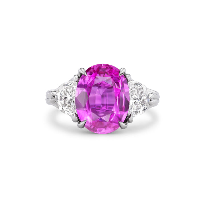 Platinum Pink Sapphire and Diamond Ring