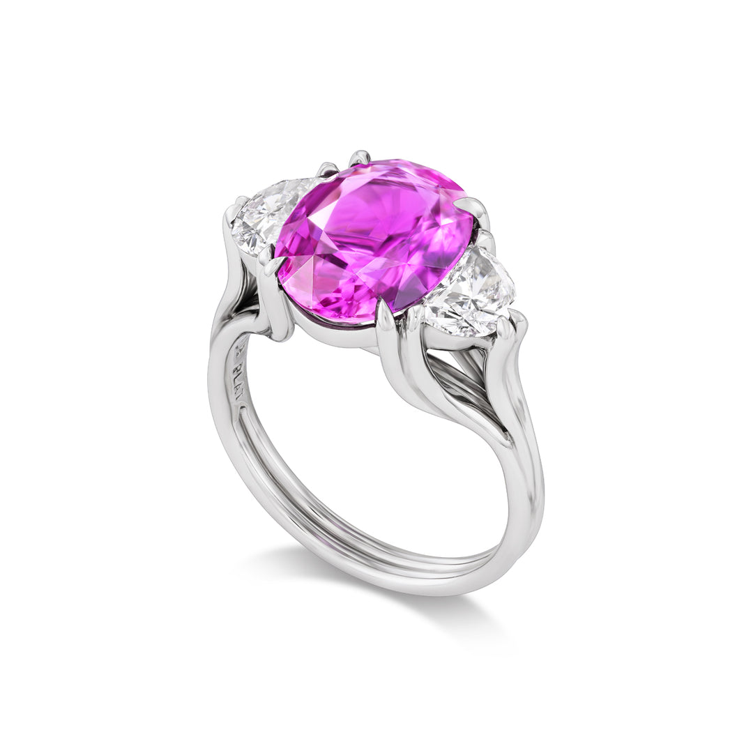Platinum Pink Sapphire and Diamond Ring