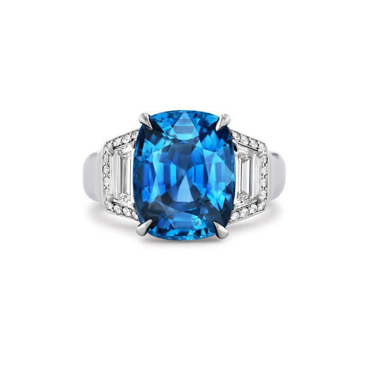 Platinum Sapphire and Diamond Ring