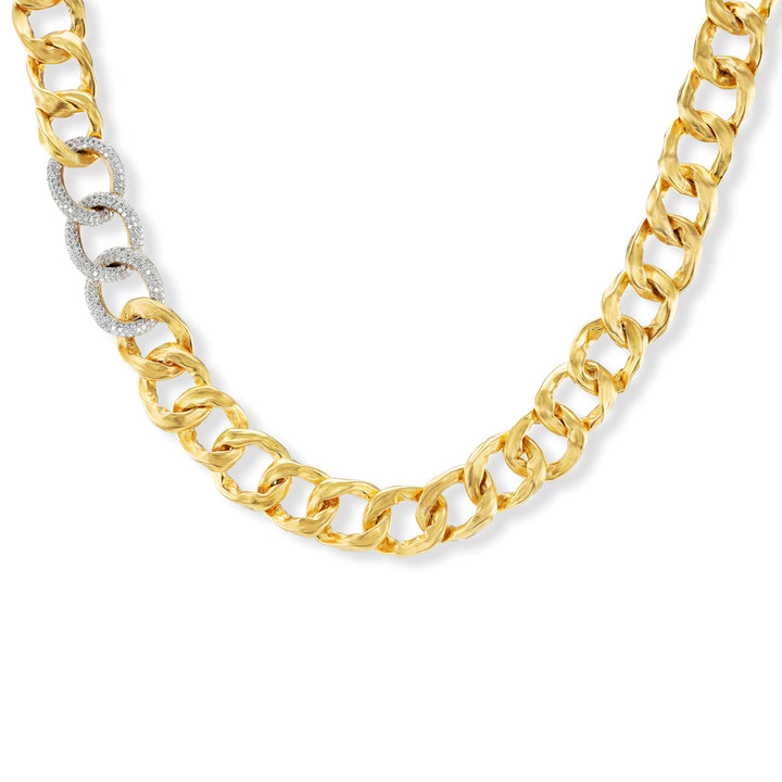 22K and 18K Yellow and White Gold "Carla" Chain Necklace with Diamonds