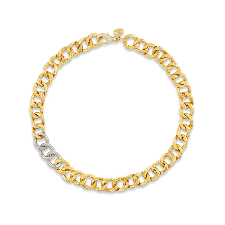 22K and 18K Yellow and White Gold "Carla" Chain Necklace with Diamonds