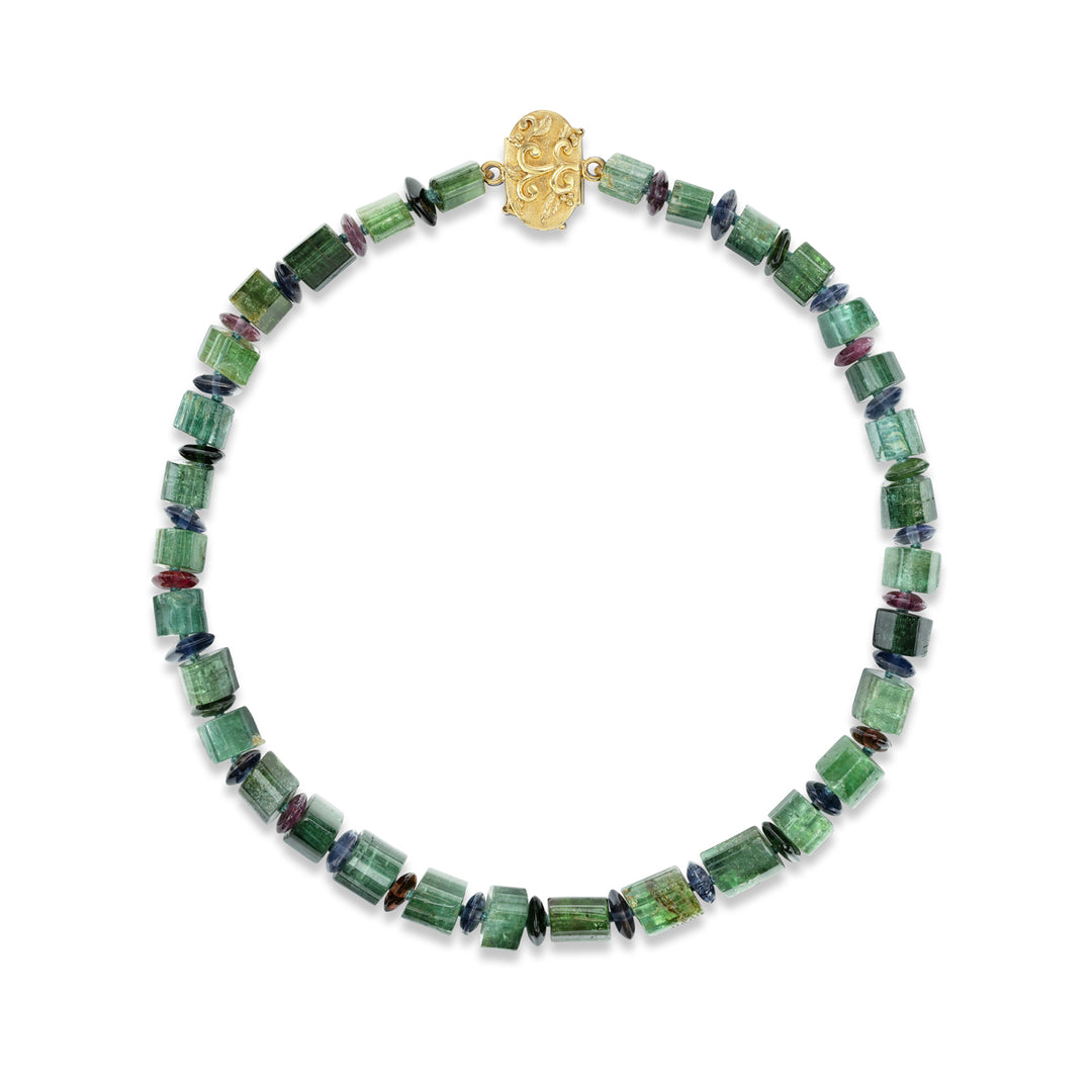 18K Yellow Gold &  Multi-Colored Tourmaline Bracelet/Necklace