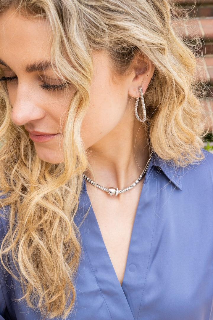 18K White Gold Essentials Flex Rope Earrings