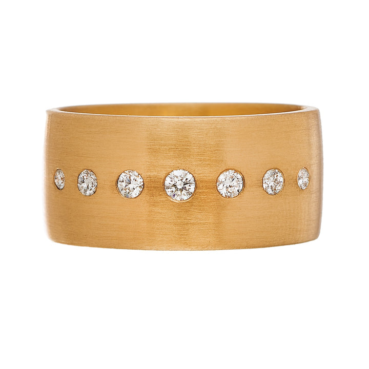 18K Yellow Gold & Diamond Dune Cigar Band Ring