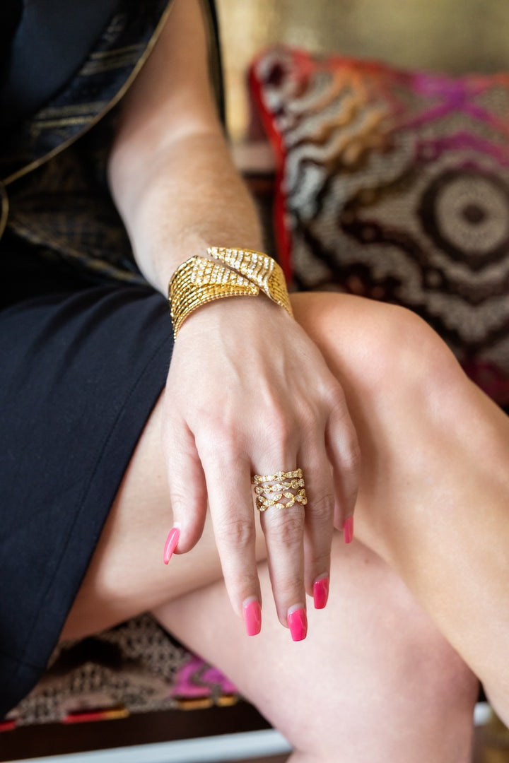 18K Yellow Gold & Mixed Shape Yellow Diamond Stack Ring