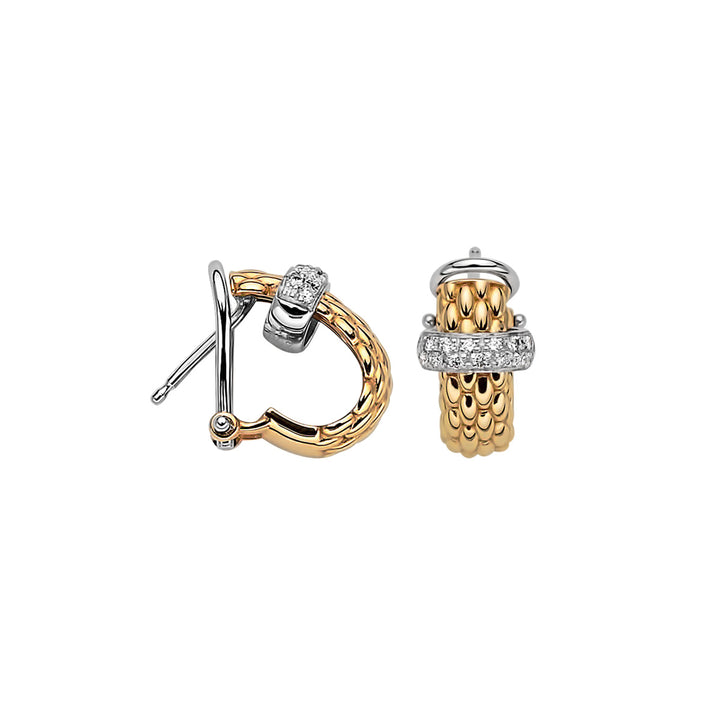 18K Yellow and White Gold Pave Diamond Earrings