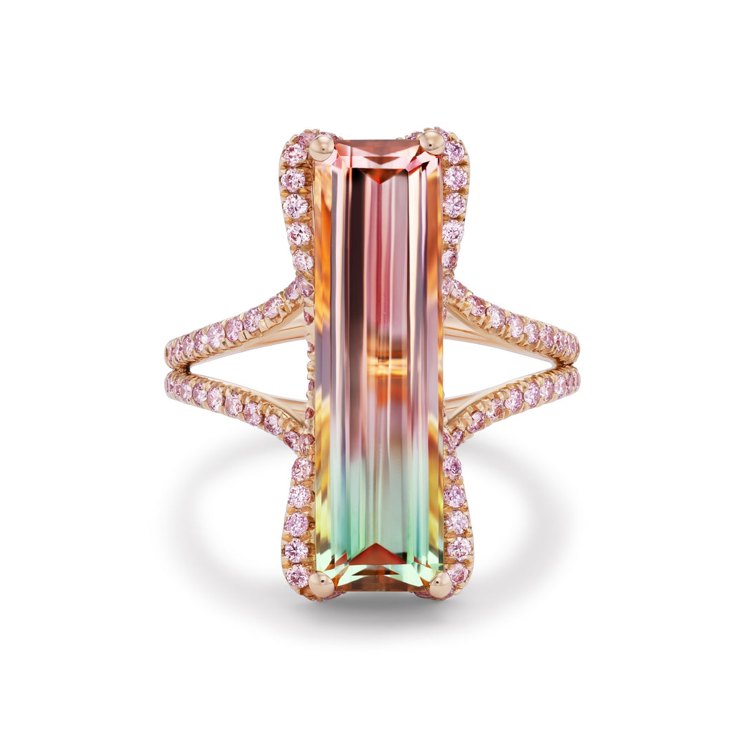 18K Rose Gold Bi Color Tourmaline and Argyle Pink Diamond Ring