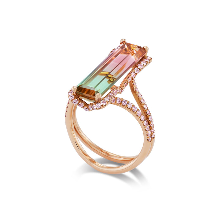 18K Rose Gold Bi Color Tourmaline and Argyle Pink Diamond Ring