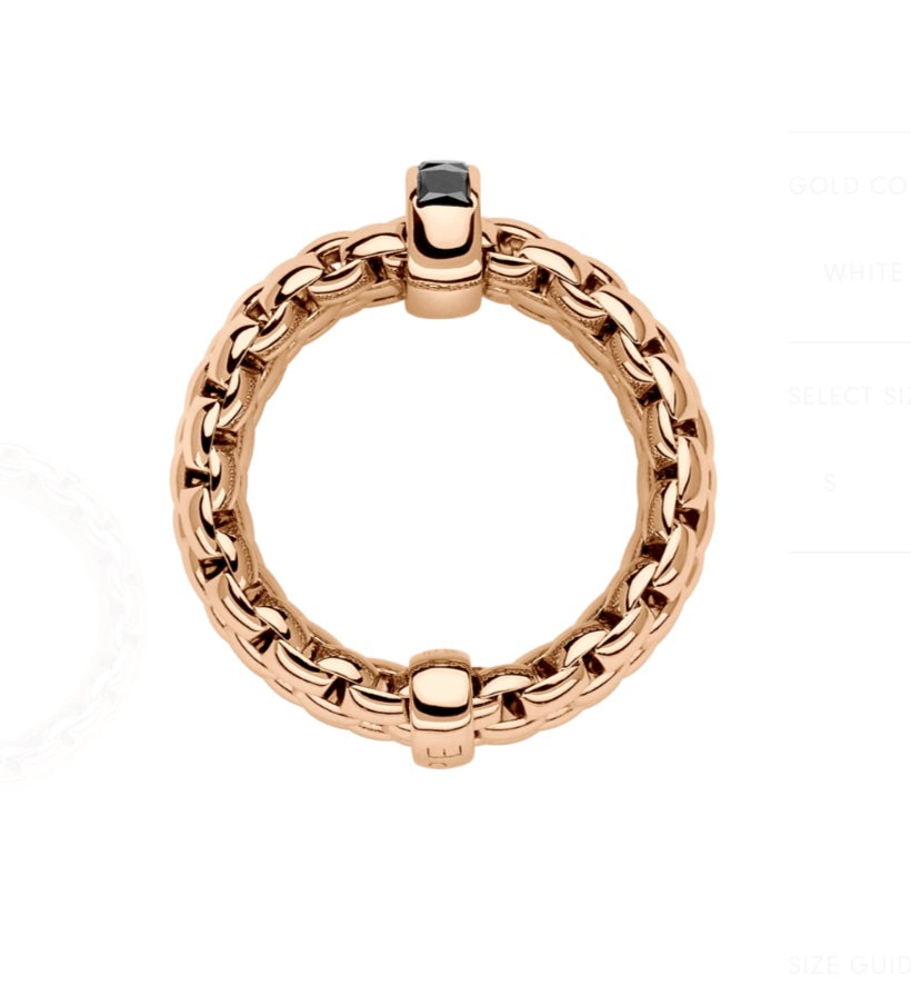 18K Rose Gold Flex'It Ring with Princess Cut Black Diamonds (0.70 cttw)