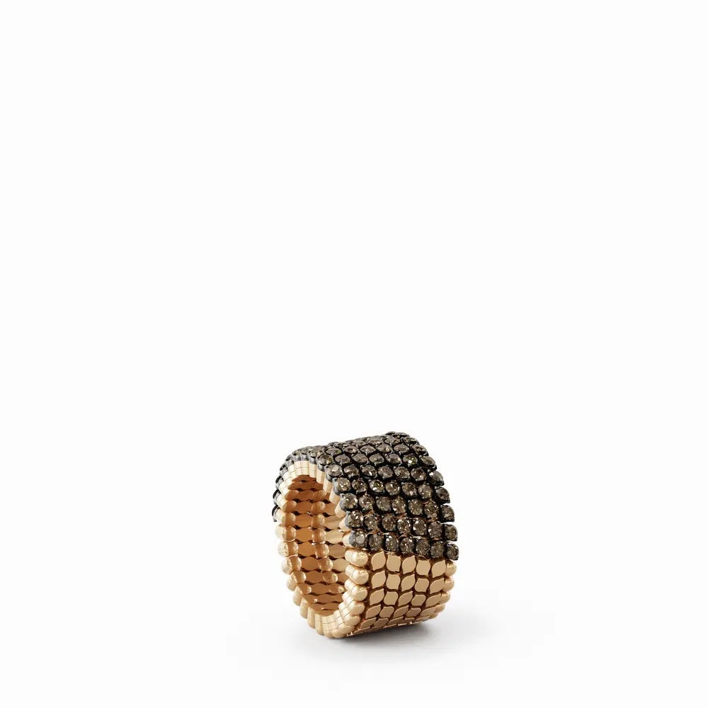 18K Rose and Black Gold &  Brown Diamond Ring Transforms into Bracelet