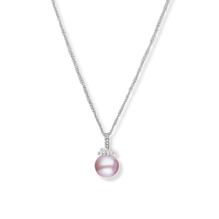 18K White Gold, Purple Ming Pearl & Diamond Necklace