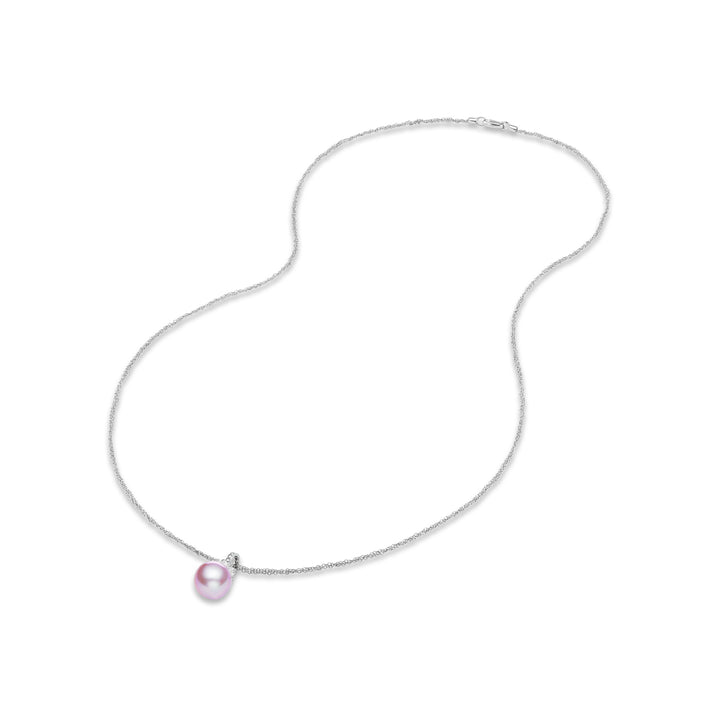 18K White Gold, Purple Ming Pearl & Diamond Necklace