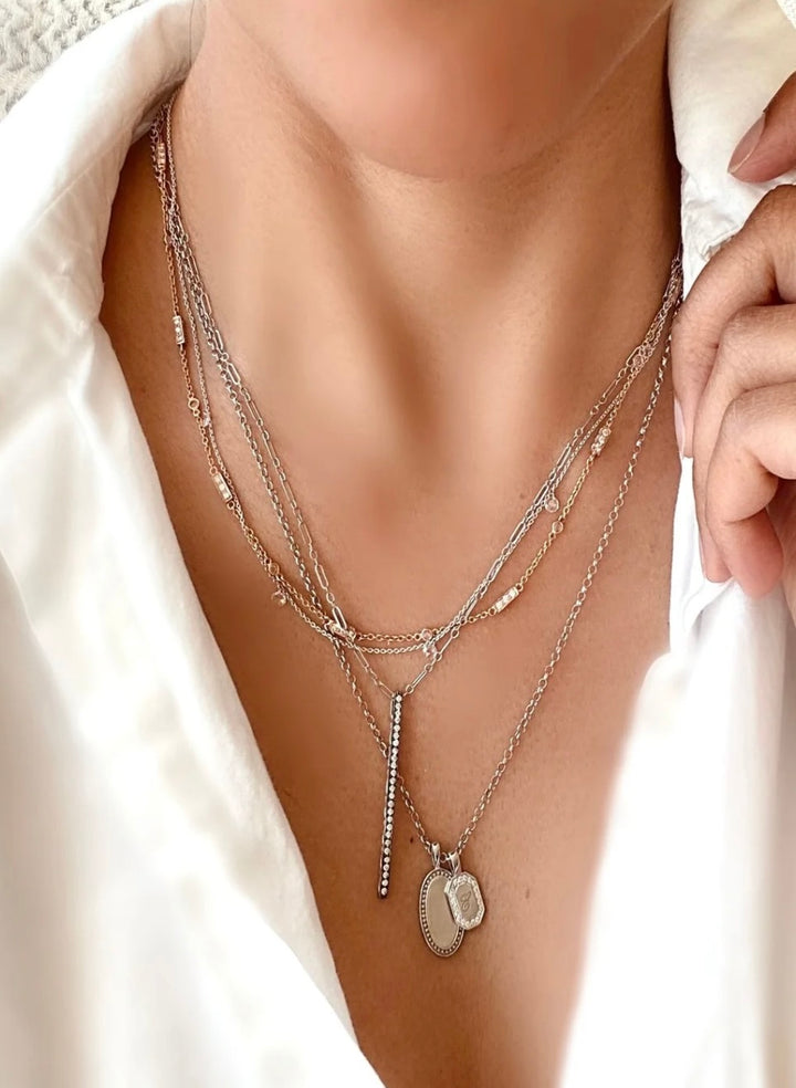 18K White Gold Alice Diamond Bar Necklace