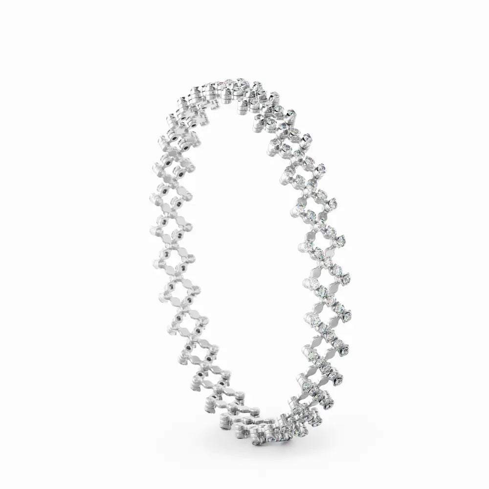 18K White Gold Expandable Ring Bracelet  with 5 Rows of White Round Brilliant Diamonds