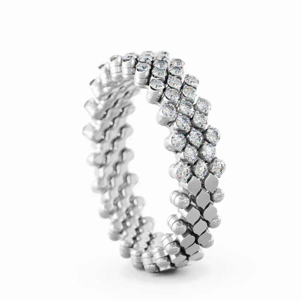 18K White Gold  & Diamond Flexible Multi Size Ring