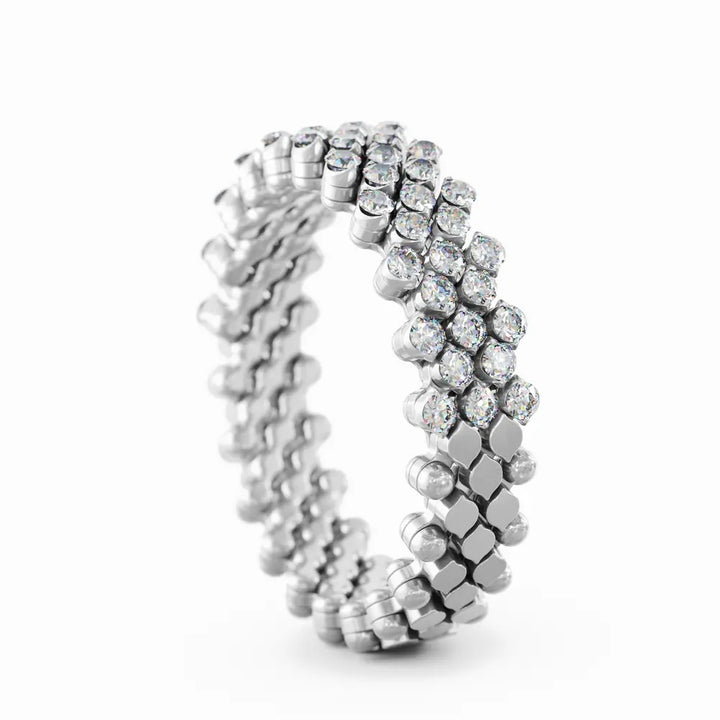 18K White Gold  & Diamond Flexible Multi Size Ring