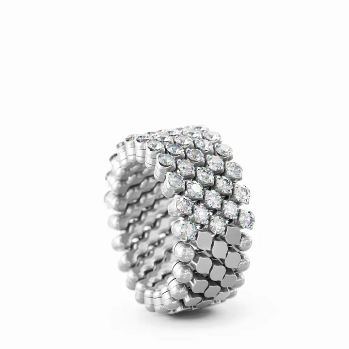 18K White Gold  & Diamond Flexible Multi Size Ring