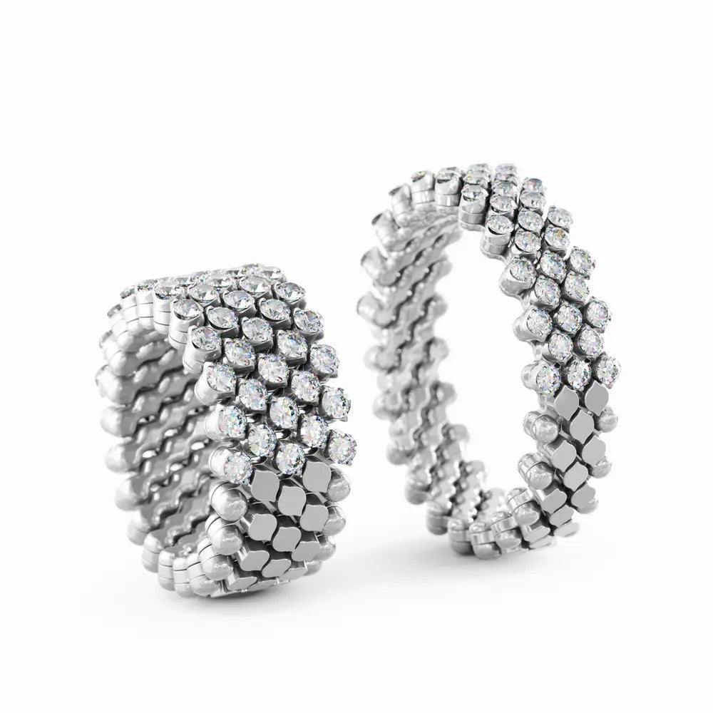 18K White Gold  & Diamond Flexible Multi Size Ring