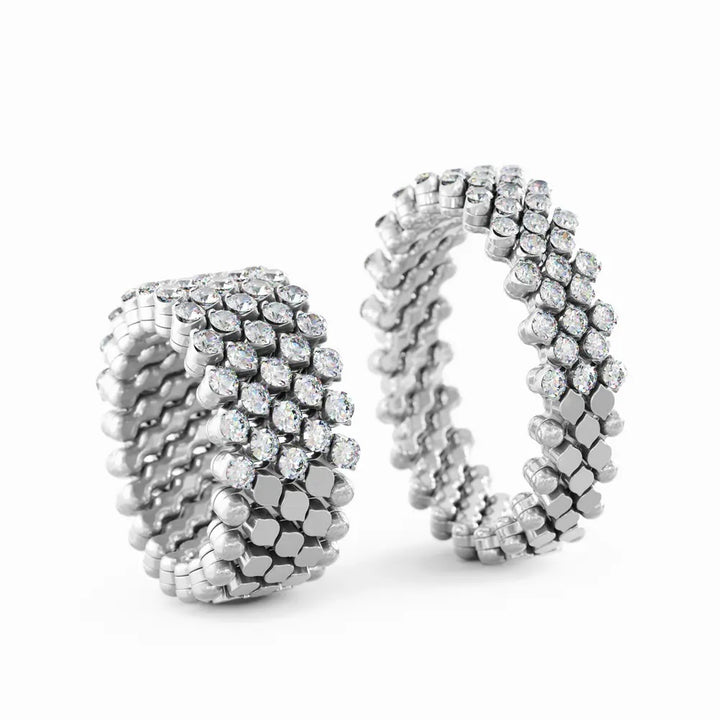 18K White Gold  & Diamond Flexible Multi Size Ring