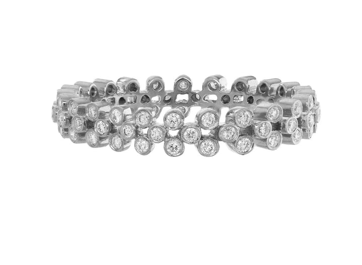 18K White Gold & White Diamond Clover Narrow Eternity Band