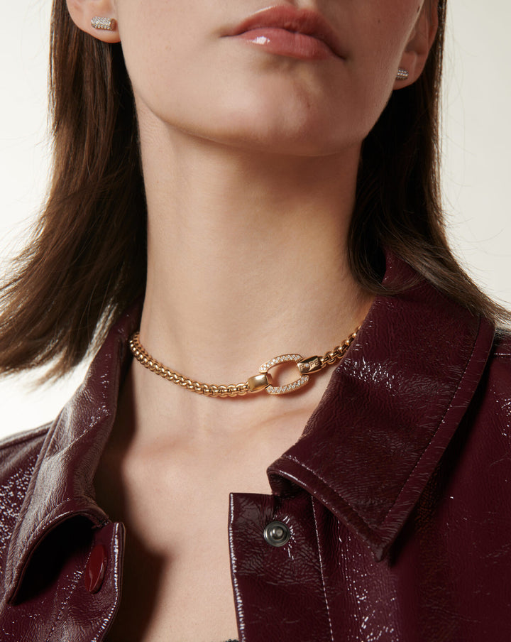 18K Yellow Gold Buckle, Flex-It Necklace with Round Brilliant Cut Diamonds (0.65 cttw)