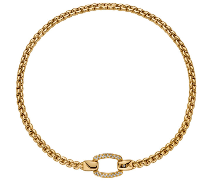 18K Yellow Gold Buckle, Flex-It Necklace with Round Brilliant Cut Diamonds (0.65 cttw)