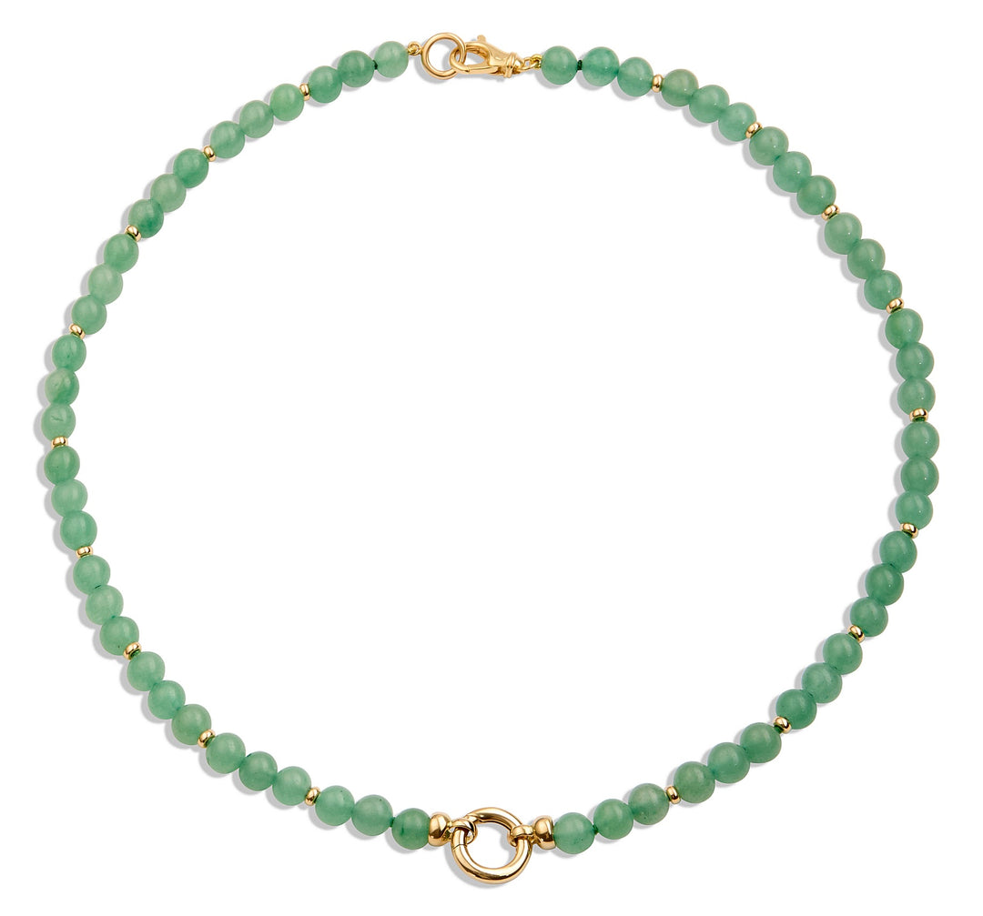18K Yellow Gold Limited Edition Aventurine Beaded Story Necklace