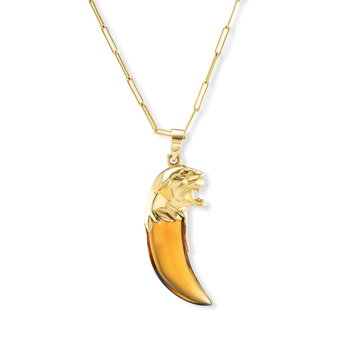 18K Yellow Gold & Citrine Jaguar Pendant Necklace