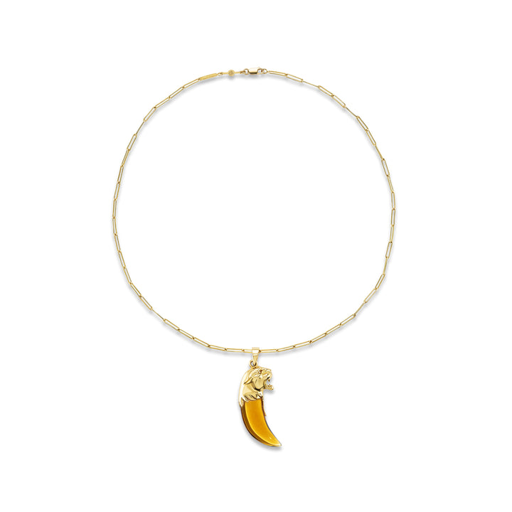 18K Yellow Gold & Citrine Jaguar Pendant Necklace