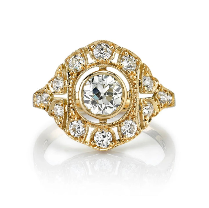 18K Yellow Gold "Renee" Ring with 0.55 ct Old European Cut Diamond in the Center