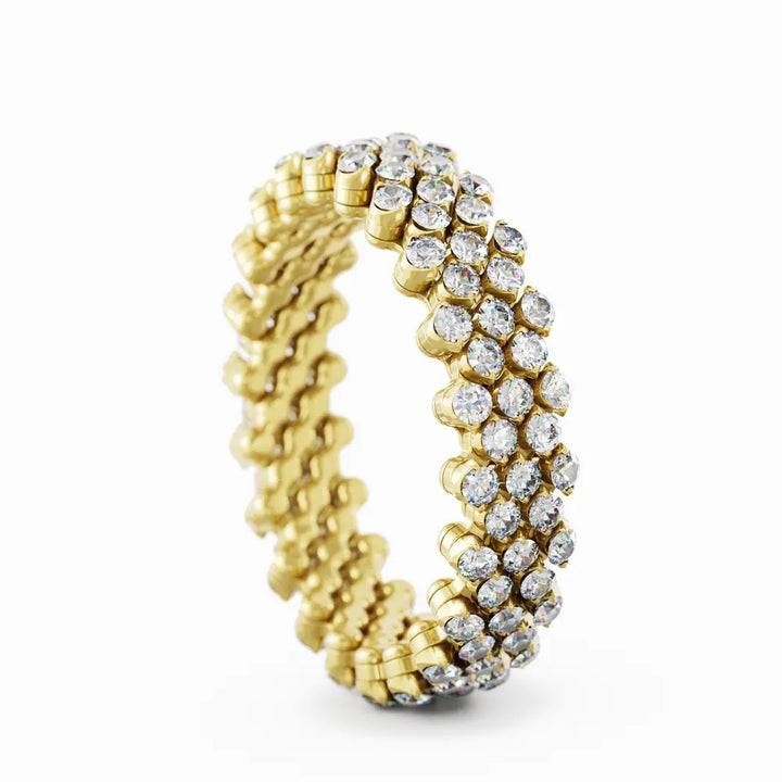 18K Yellow Gold & Round Brilliant Cut Diamond Multi-Size Ring