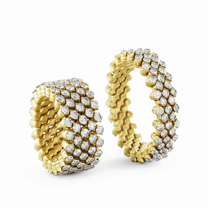 18K Yellow Gold & Round Brilliant Cut Diamond Multi-Size Ring