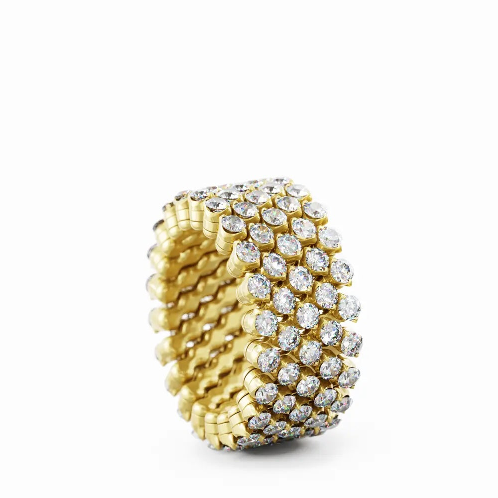 18K Yellow Gold & Round Brilliant Cut Diamond Multi-Size Ring