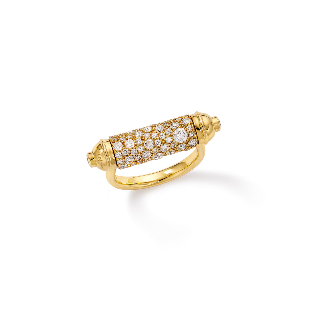 18K Yellow Gold Magic Bullet Ring with Diamonds