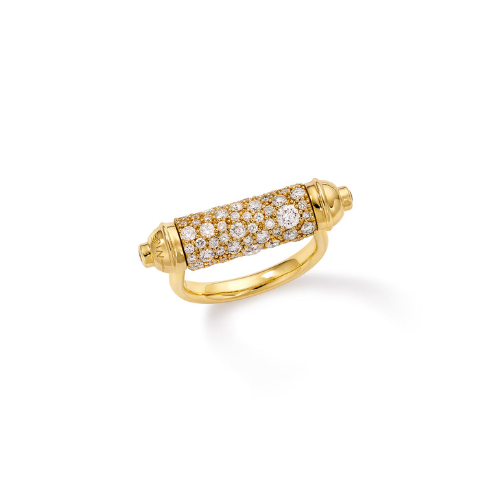 18K Yellow Gold Magic Bullet Ring with Diamonds