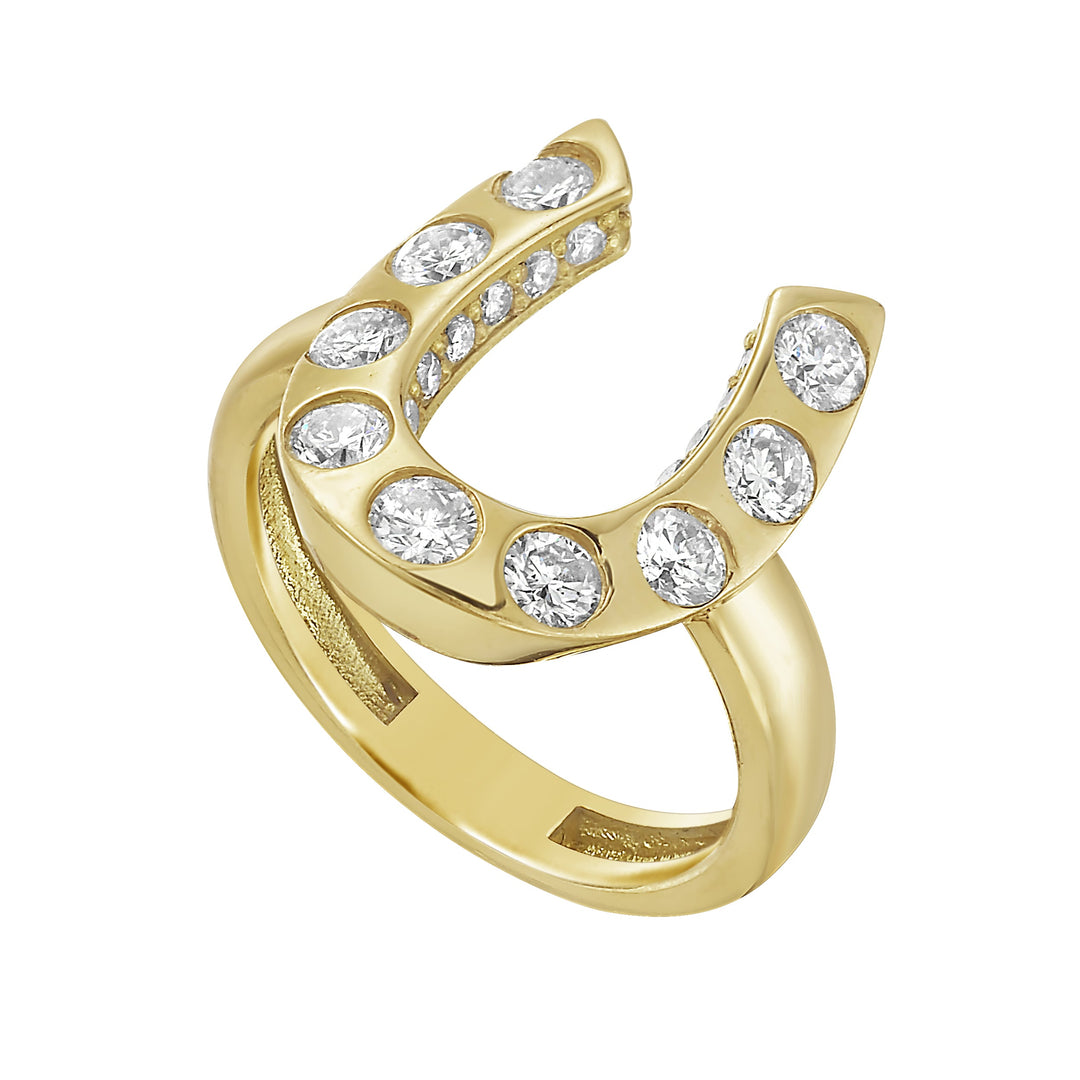 18K Yellow Gold Legacy Horseshoe Ring with White and Champagne Diamonds (1.35 cttw)